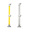 Ezyrail - End stanchion (Rise) w/ Straight Angle Base Fixing Plate 23°-30° fittings - Galvanised Or Yellow