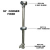 Ezyrail - Corner Stanchion 90° Corner Fixed w/ Rail mount - Galvanised Or Yellow