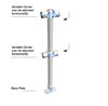 Ezyrail - Variable Horizonal Corner Stanchion w/ Base Fixing Plate - Galvanised Or Yellow