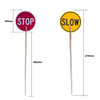 STOP / SLOW Controller Baton - Double Side - Lollipop Sign - Wooden Handle