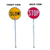STOP / SLOW Controller Baton - Double Side - Lollipop Sign - Telescopic Extendable Handle
