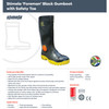 Black Polyurethane Boot - with Safety Toe Cap, Size 4 - 14