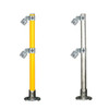 Ezyrail - End Double Landing Stanchion With Top & Mid Rail - Yellow or Galvanised