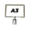 A3 Sign Holder for Retractable Belt Queue Bollard - Landscape - Stainless Steel