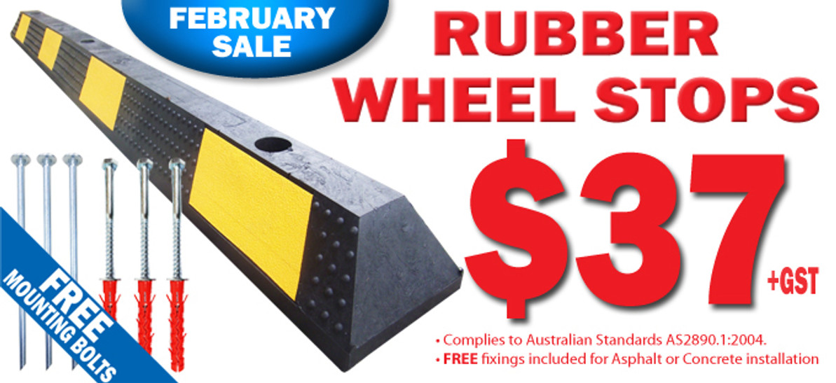 MASSIVE RUBBER WHEEL STOP SALE ON NOW!