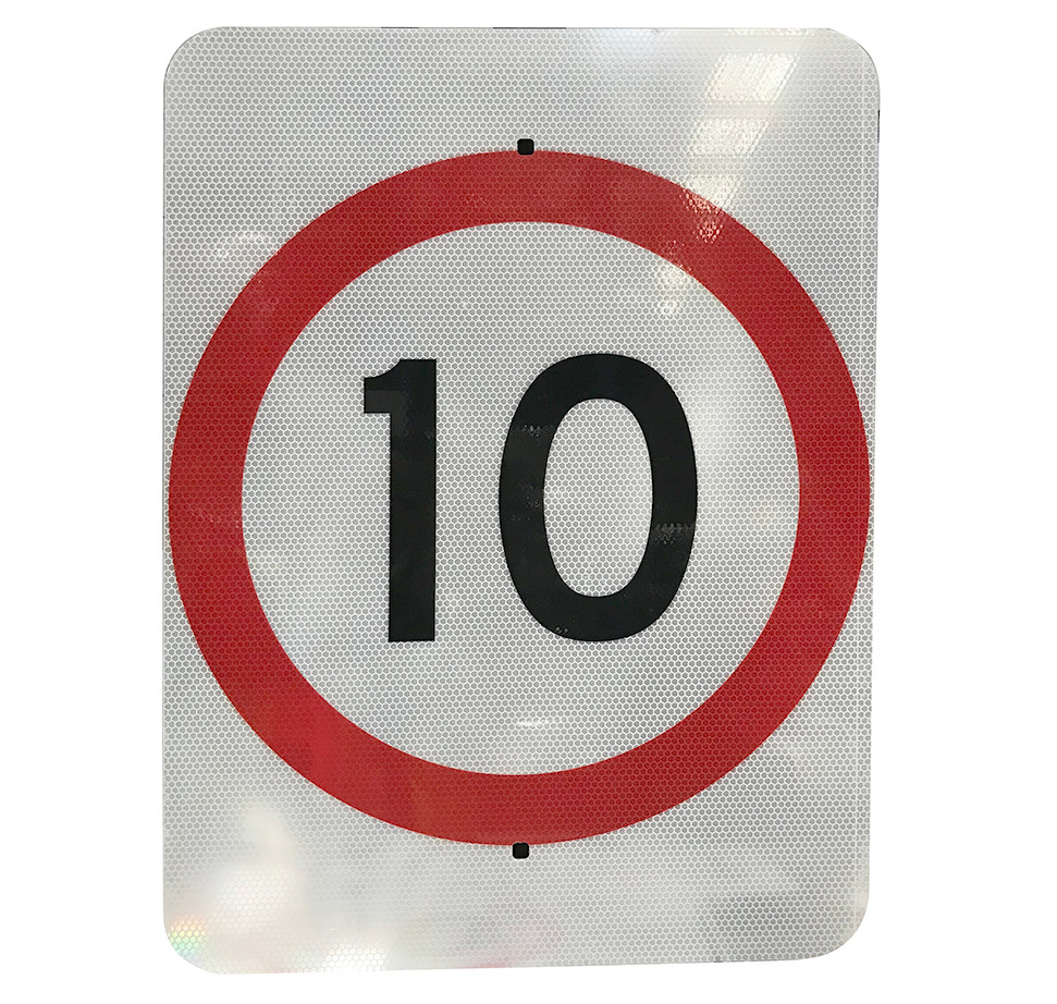 10km Speed Restriction Sign (450mm x 600mm) Class 1 Reflective