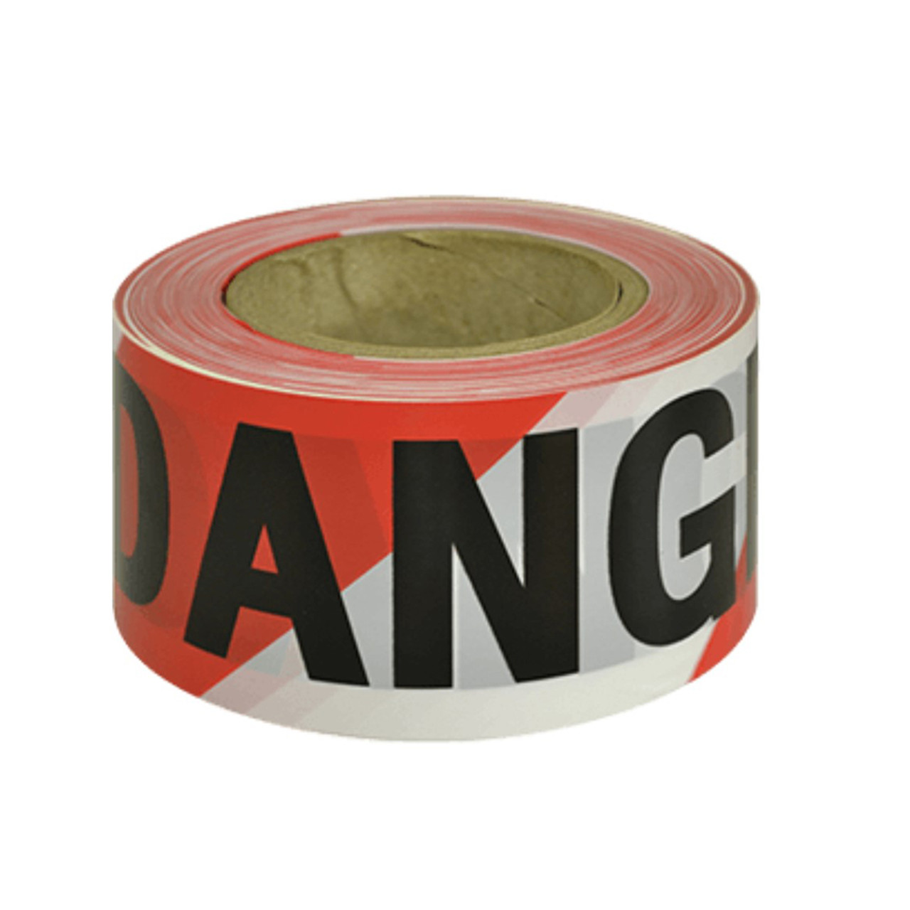 Barrier tape DANGER 75mm Wide 100 Metre Roll Black on Red/White