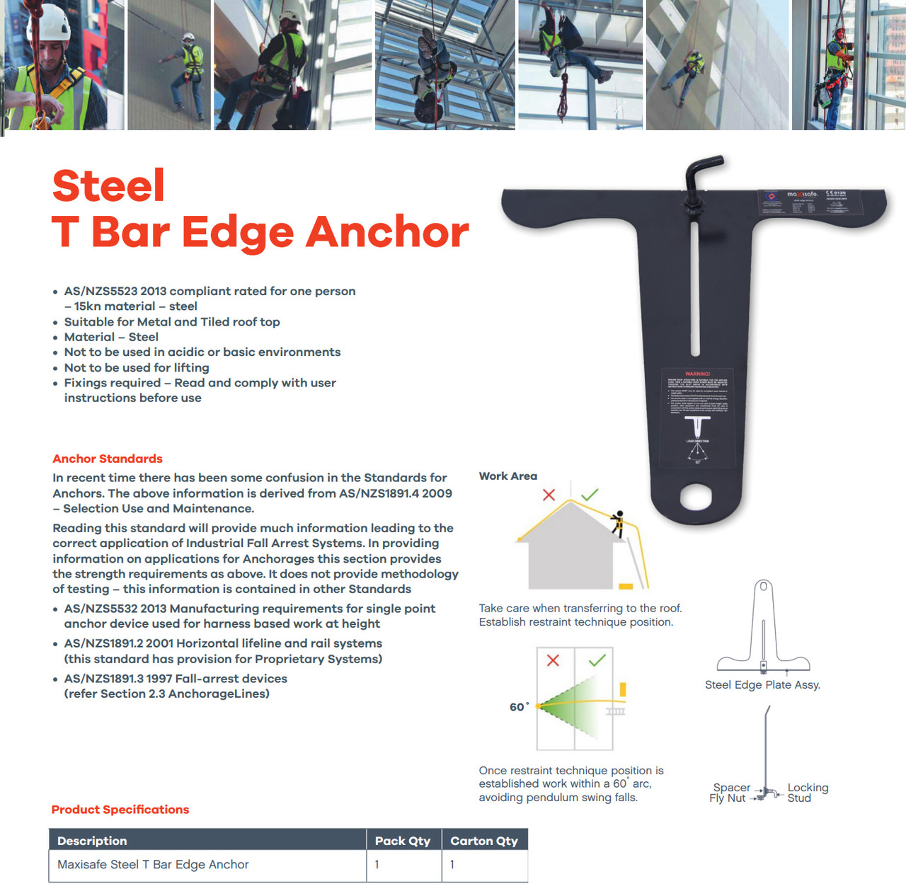 Steel T Bar Edge Anchor Safety Xpress