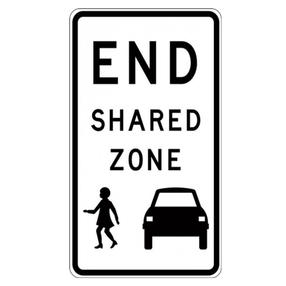 END SHARED ZONE SIGN 450mm x 750mm Metal Class 1 Reflective