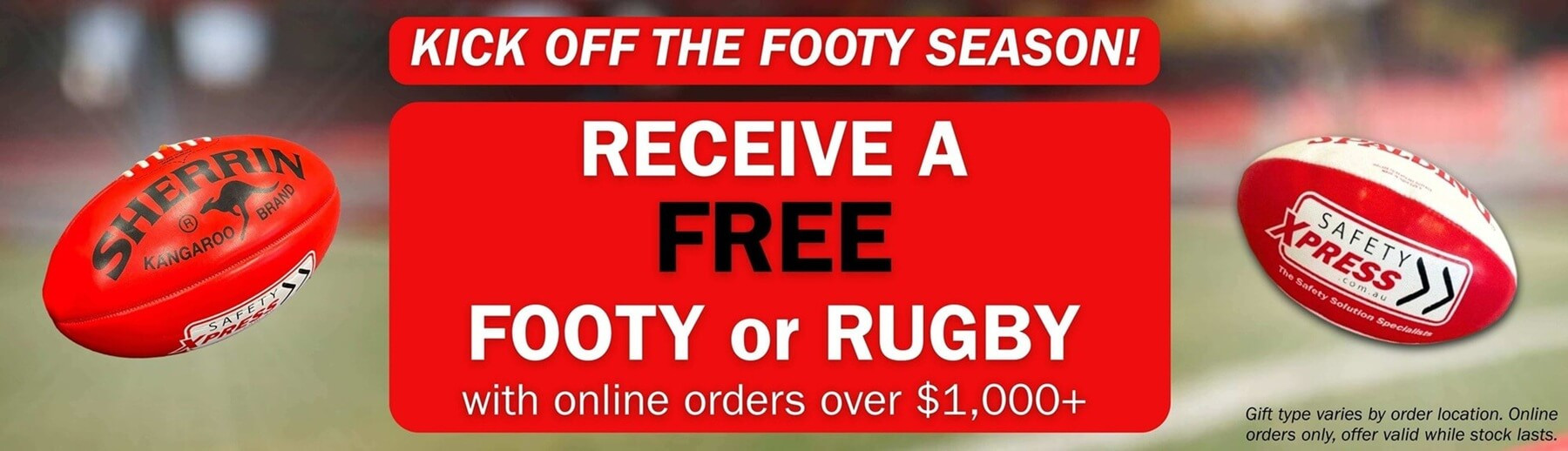 promotional banner for a free footy or rugby