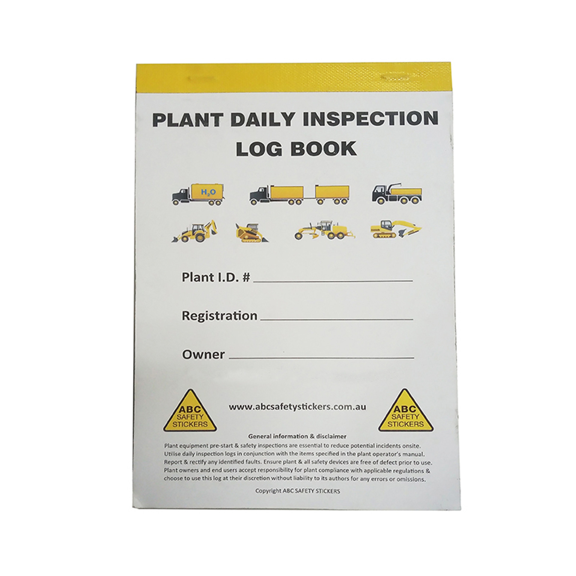 Plant Daily Inspection Logbook Triplicate Copy Pages Safety Xpress