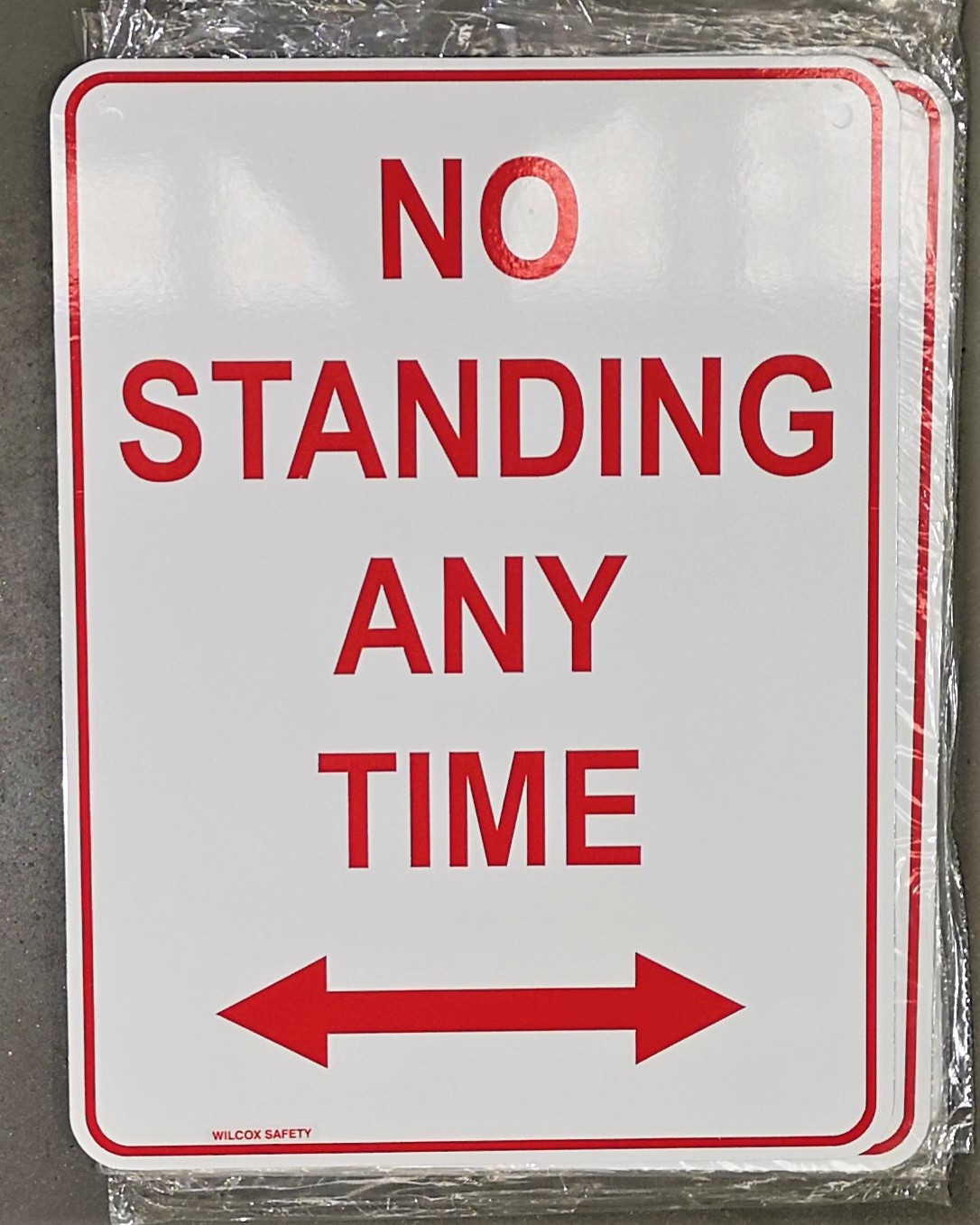 No Standing Anytime with 2 Way Arrow Metal (300mm x 450mm) Safety