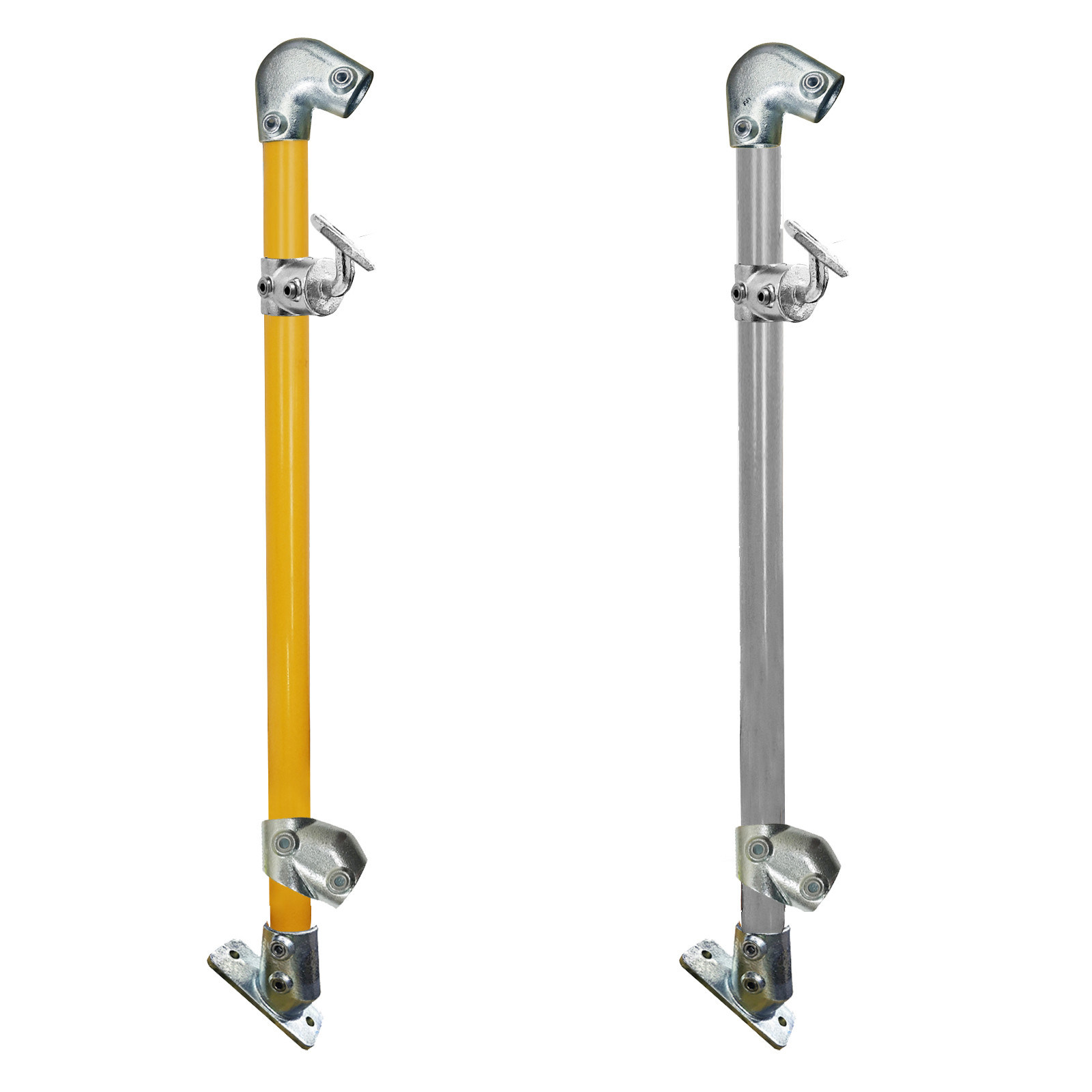 End Stanchion with Angled Base Plate 37° Offset Fall Galvanised