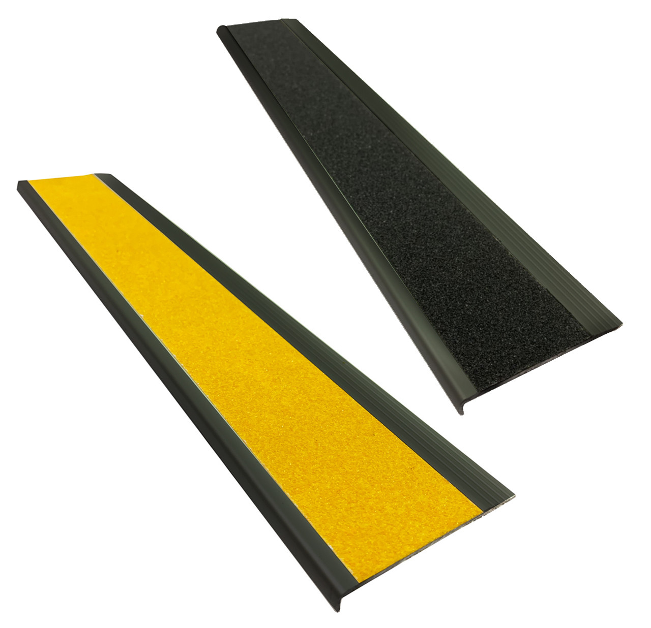Black Anodised Aluminium Stair Nosing w/ Black OR Yellow Super Anti