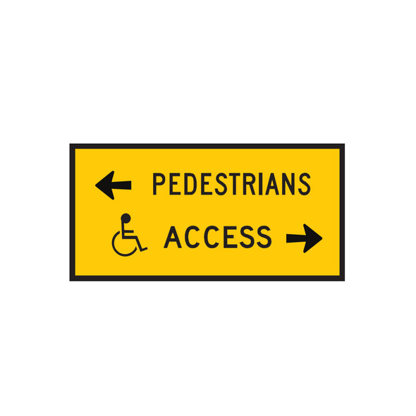 Accessible Path & Pedestrian Path Sign -  Left OR Right Arrows - (1200mm x 600mm) - Corflute