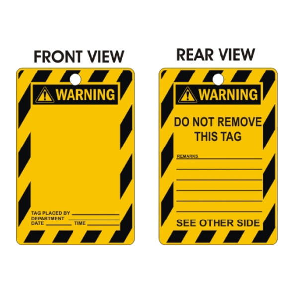 Warning Tags - Blank - Yellow & Black - (100mm x 150mm)