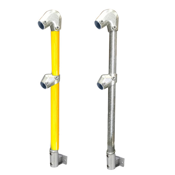 Ezyrail - End Stanchion (Fall) w/ Rail Mount Fixing Plate - 45° - Galvanised Or Yellow