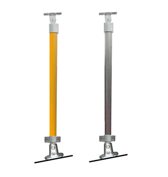 DDA Stanchion Base Plate 0°-11° - w/Kick Panel Att. Bracket - Galvanised Or Yellow