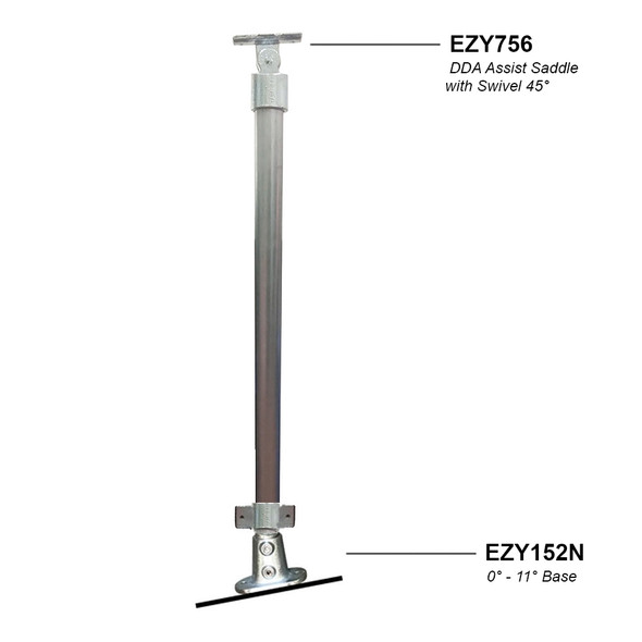 DDA Stanchion Base Plate 0°-11° - w/Kick Panel Att. Bracket - Galvanised Or Yellow