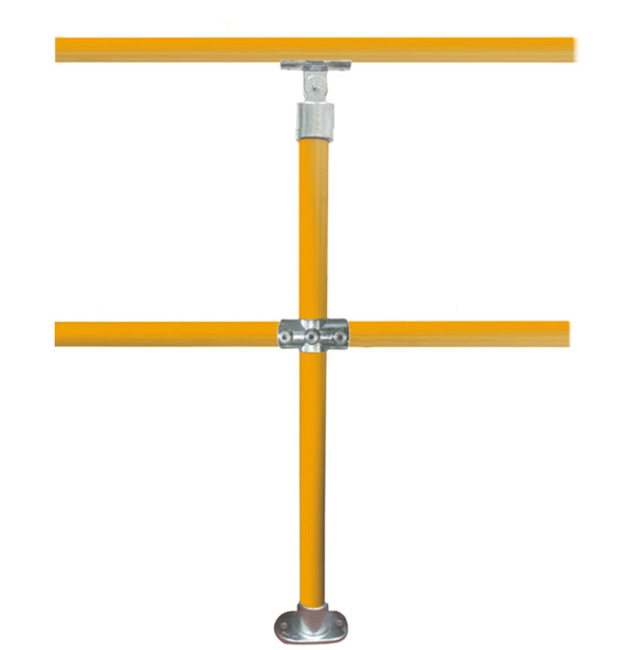 DDA Stanchion - Straight Base Plate w/Mid Rail - Galvanised Or Yellow