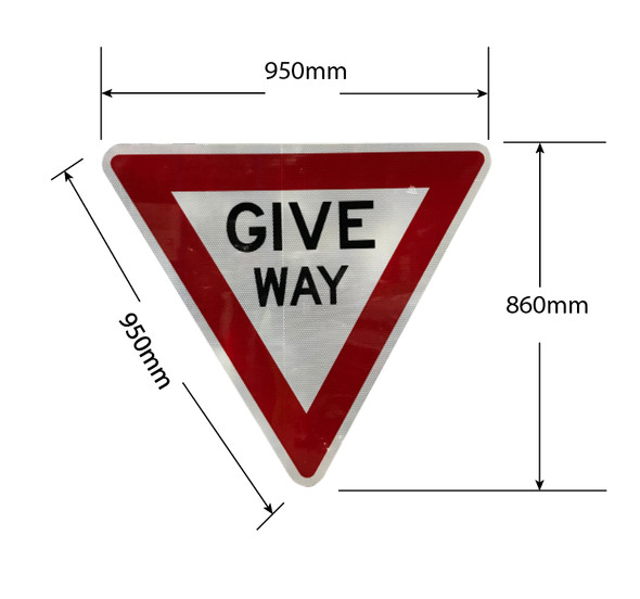 Give Way Sign (950mm) Triangular - Class 1 Reflective Aluminium