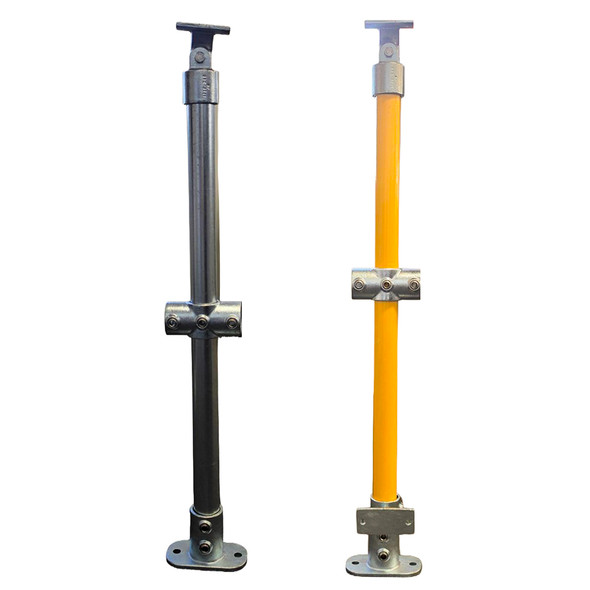 DDA Stanchion 0°-11° w/Mid Rail & Kick Panel Attachment - Galvanised Or Yellow