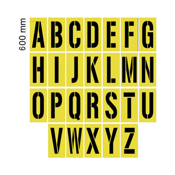 Line Marking Stencil -  A-Z Alphabetic Set - 600MM