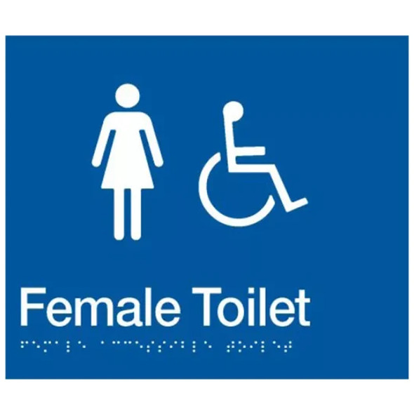Braille Sign - Female Wheelchair Accessible Toilet - 210mm x 180mm