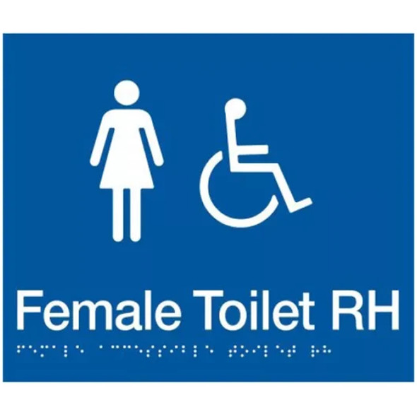 Braille Sign - Female Wheelchair Accessible Toilet Right Hand - 210mm x 180mm