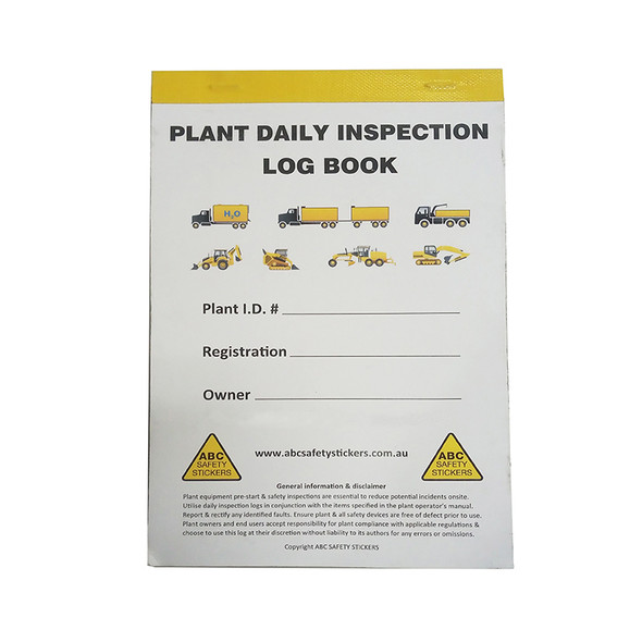 Plant Daily Inspection Logbook -  Triplicate Copy Pages