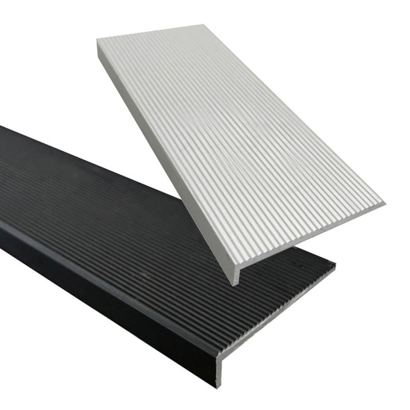 RippleTread Corrugated Aluminium Stair Nosing - Clear OR Black - Per Metre