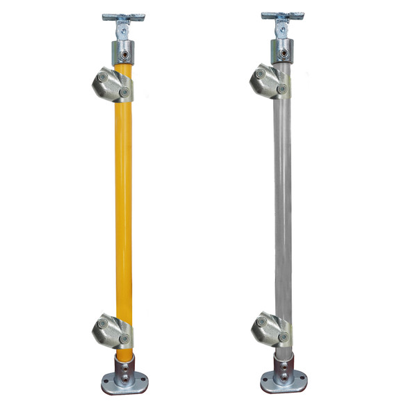 End Stanchion with Straight Angle Base Plate - Rise - 30 - 60° - Galvanised Or Yellow