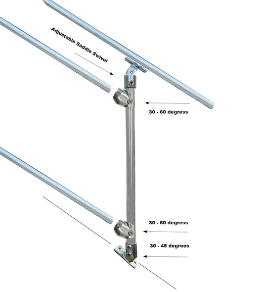 End Stanchion with Angle Base Plate - Rise - Galvanised Or Yellow