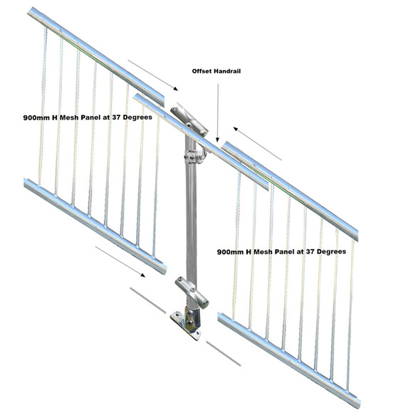 Through Stanchion with Angled Base Plate 37° - Offset - Galvanised Or Yellow