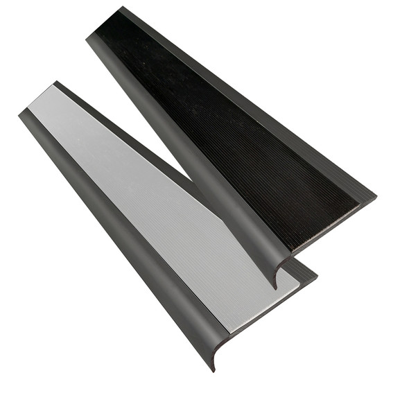 Black Anodised Aluminium Stair Nosing w/ Black OR Silver Aluminium Anti Slip Insert 75mmx30mm - Per Metre