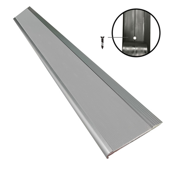 Anodised Aluminium Stair Nosing w/ Black OR Silver Aluminium Anti Slip Insert 75mmx10mm - Per Metre