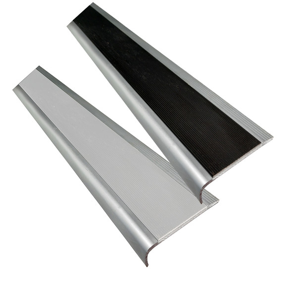 Aluminium Stair Nosing w/ Black OR Silver Aluminium Anti Slip Insert 75mmx30mm - Per Metre