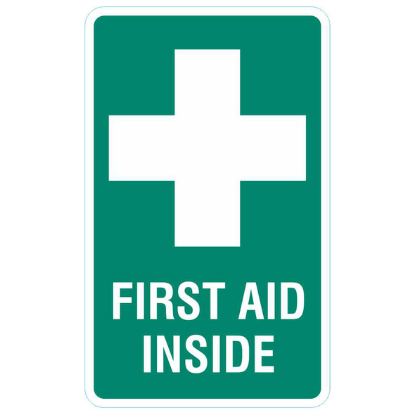 First Aid Inside - Self Stick Vinyl Sticker - 5 Pack - 55mm x 90mm