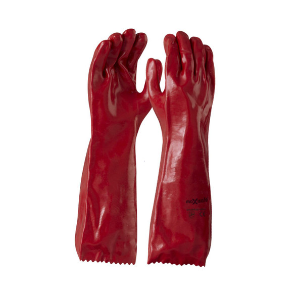 Red PVC Gauntlet Gloves - 45cm
