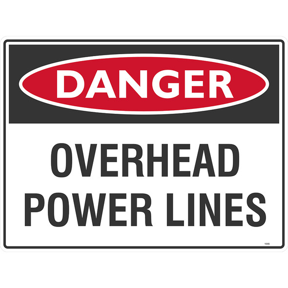 Danger Sign "OVERHEAD POWER LINES" (450mm x 600mm) - Poly