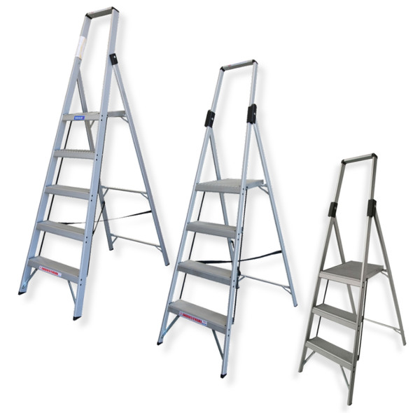 Industrial Aluminium Slimline Platform Ladder - 120kg Load Rated - Available in Various Sizes