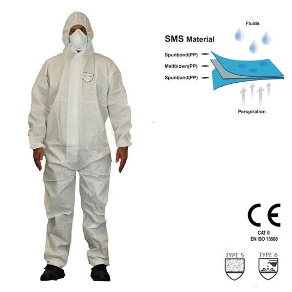 SMS Coverall - White - 50 Pack