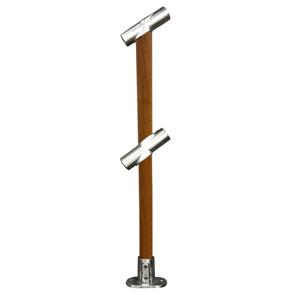 Ezyrail - Through Stanchion w/ Straight Angle Base Fixing Plate 30°- 45° Fittings - Timber Look