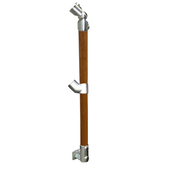 Ezyrail - End Stanchion (Rise) w/ Rail Mount Fixing Plate - 45° - Timber Look
