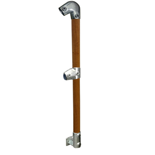 Ezyrail - End Stanchion (Fall) w/ Rail Mount Fixing Plate - 23° - 30° - Timber Look