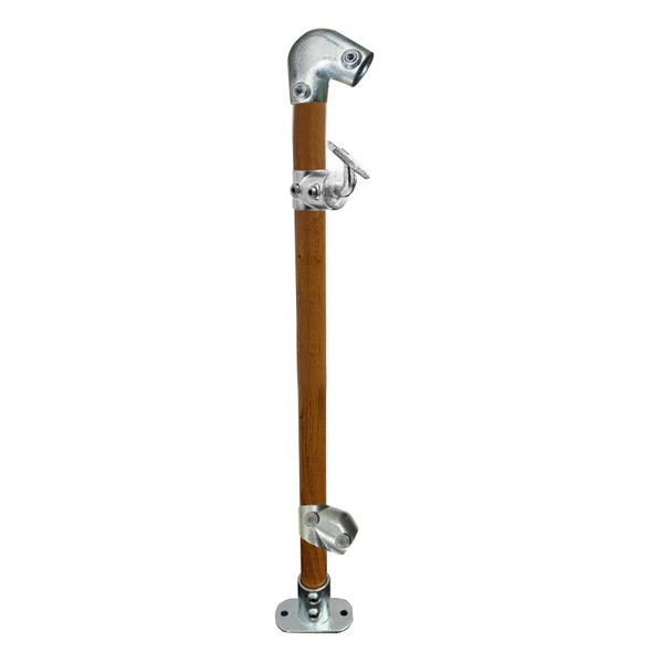 Ezyrail - End Stanchion with Straight Base Plate 37° - Offset - Fall - Timber Look