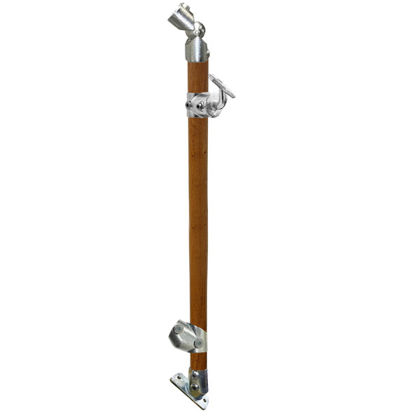 Ezyrail - End Stanchion with Angled Base Plate 37° - Offset - Rise - Timber Look