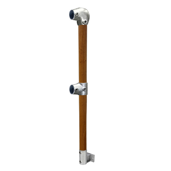 Ezyrail - End Stanchion (Fall) w/ Rail Mount Fixing Plate - 0°-11° - Timber Look