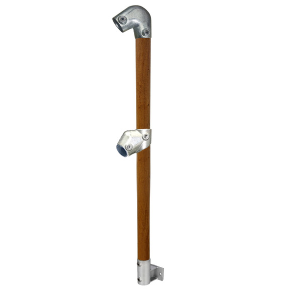 Ezyrail - End Stanchion (Fall) w/ Rail Mount Fixing Plate - 45° - Timber Look