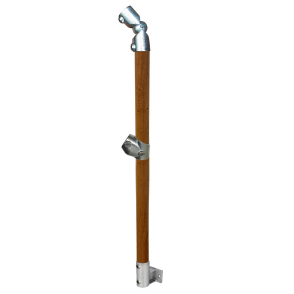 Ezyrail - End Stanchion (Rise) w/ Rail Mount Fixing Plate - 31°-44° - Timber Look